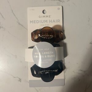 GIMME Medium Hair Claw Clips - 3 Pcs, Firm Hold for Twists & Buns- NWT